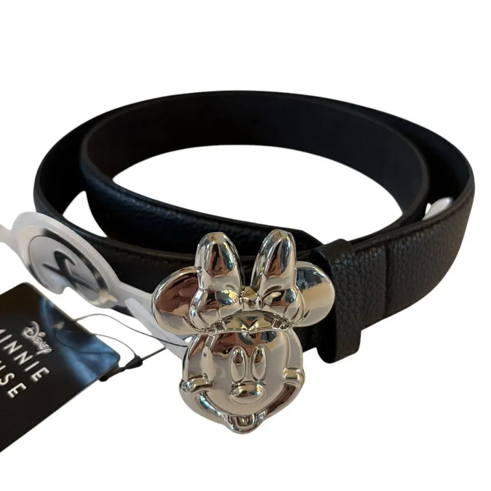 Disney Black Belt with Good Sized Silver Toned Minnie Mouse Buckle.